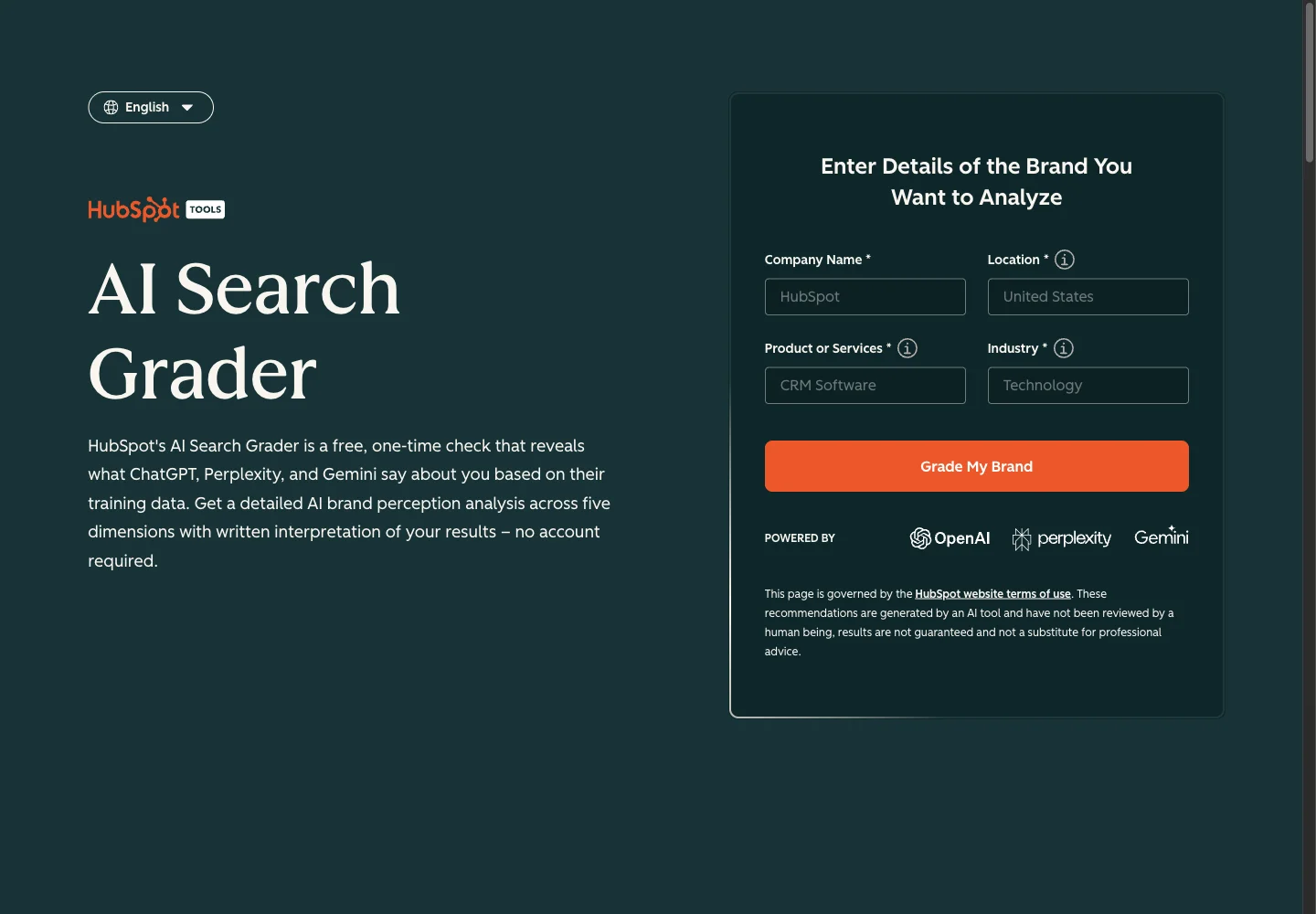 HubSpot official website showing its product positioning and overview