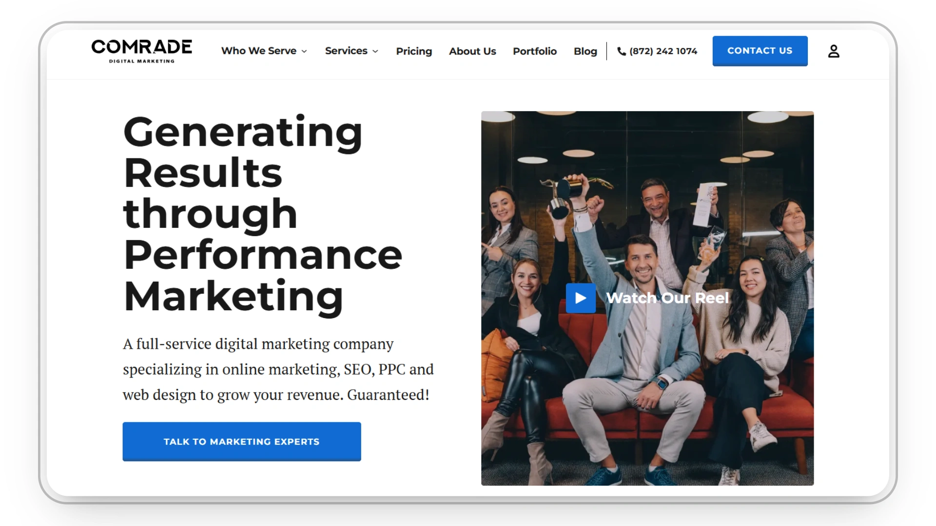 Comrade digital marketing homepage