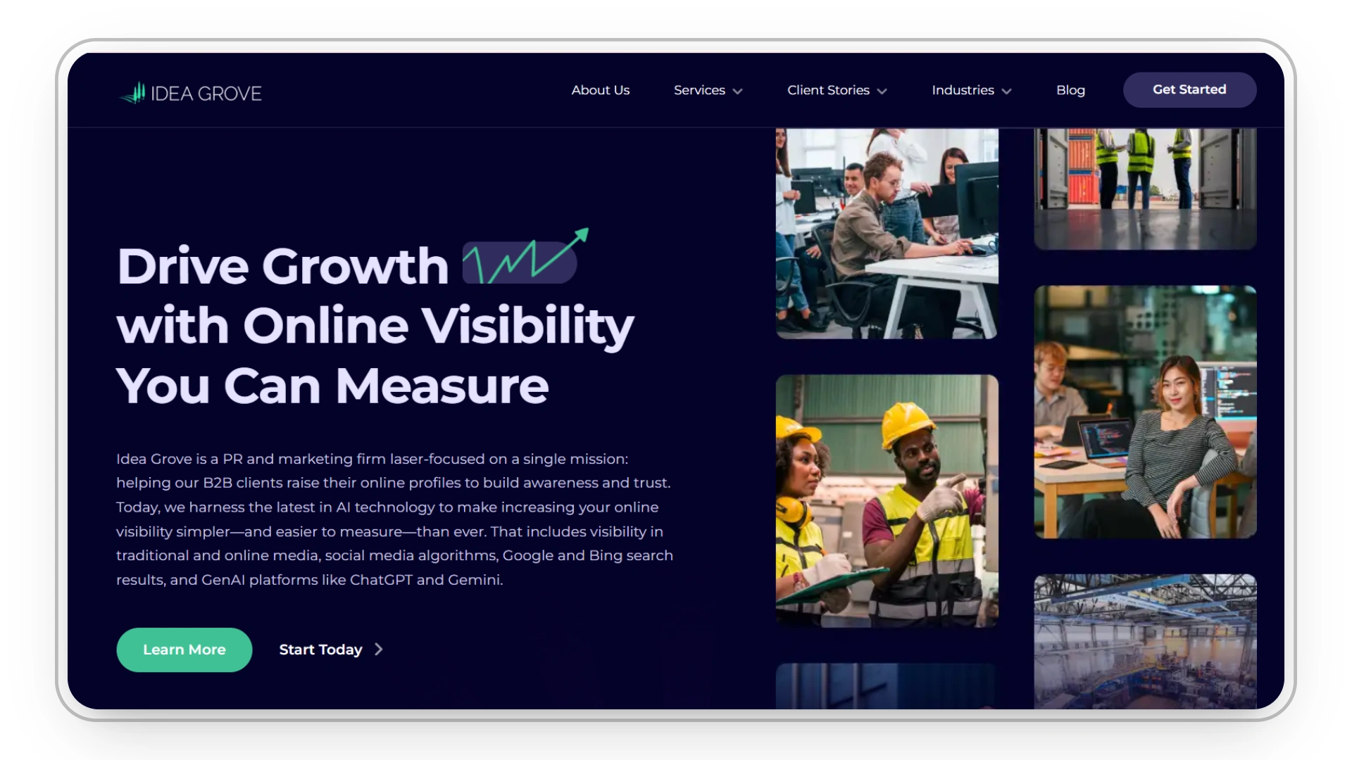 Idea Grove Dallas PR and digital marketing agency homepage