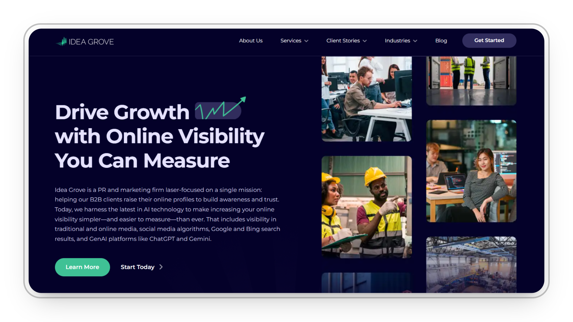 Idea Grove Dallas PR & digital marketing agency homepage