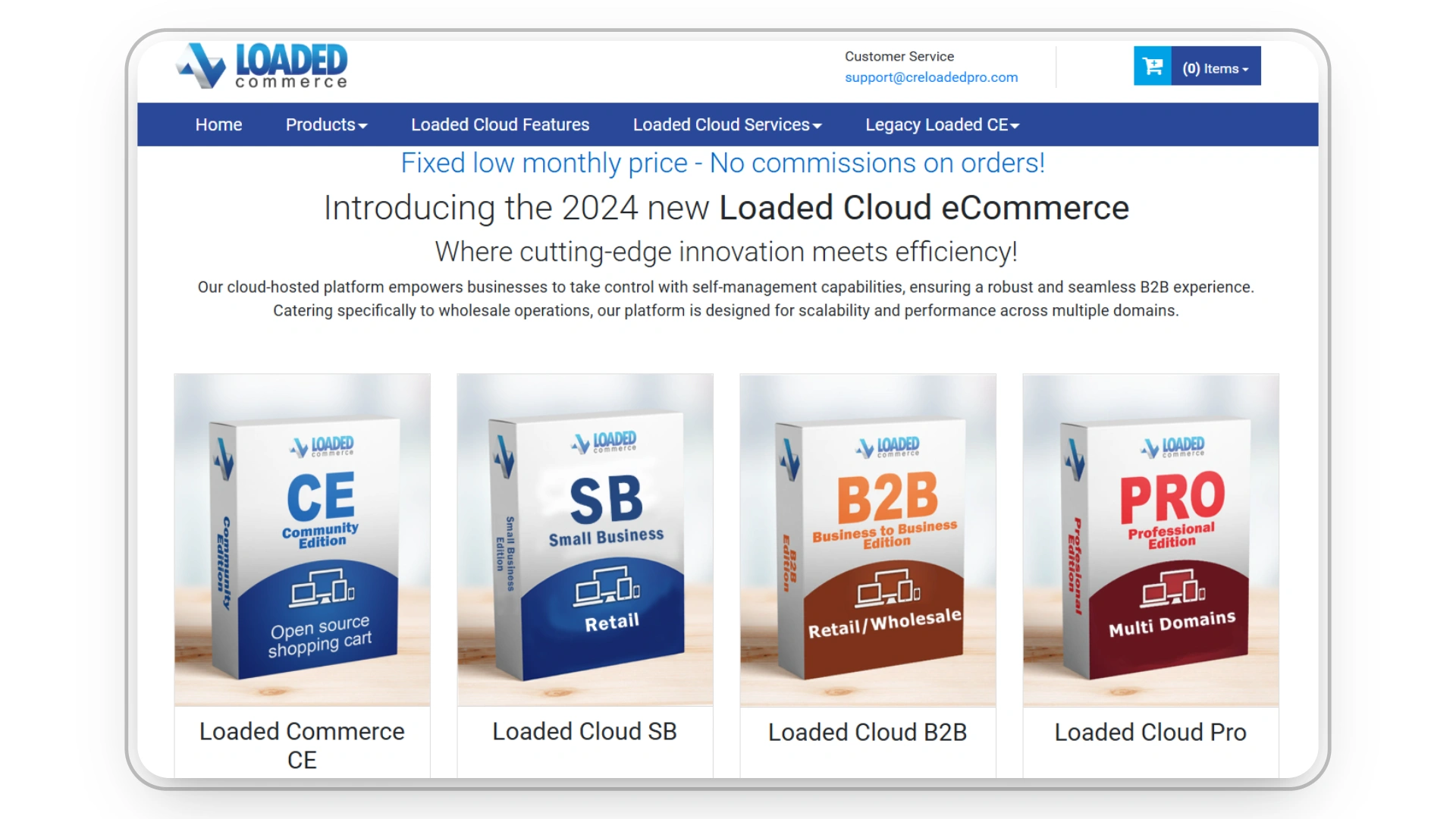 Loaded Commerce homepage