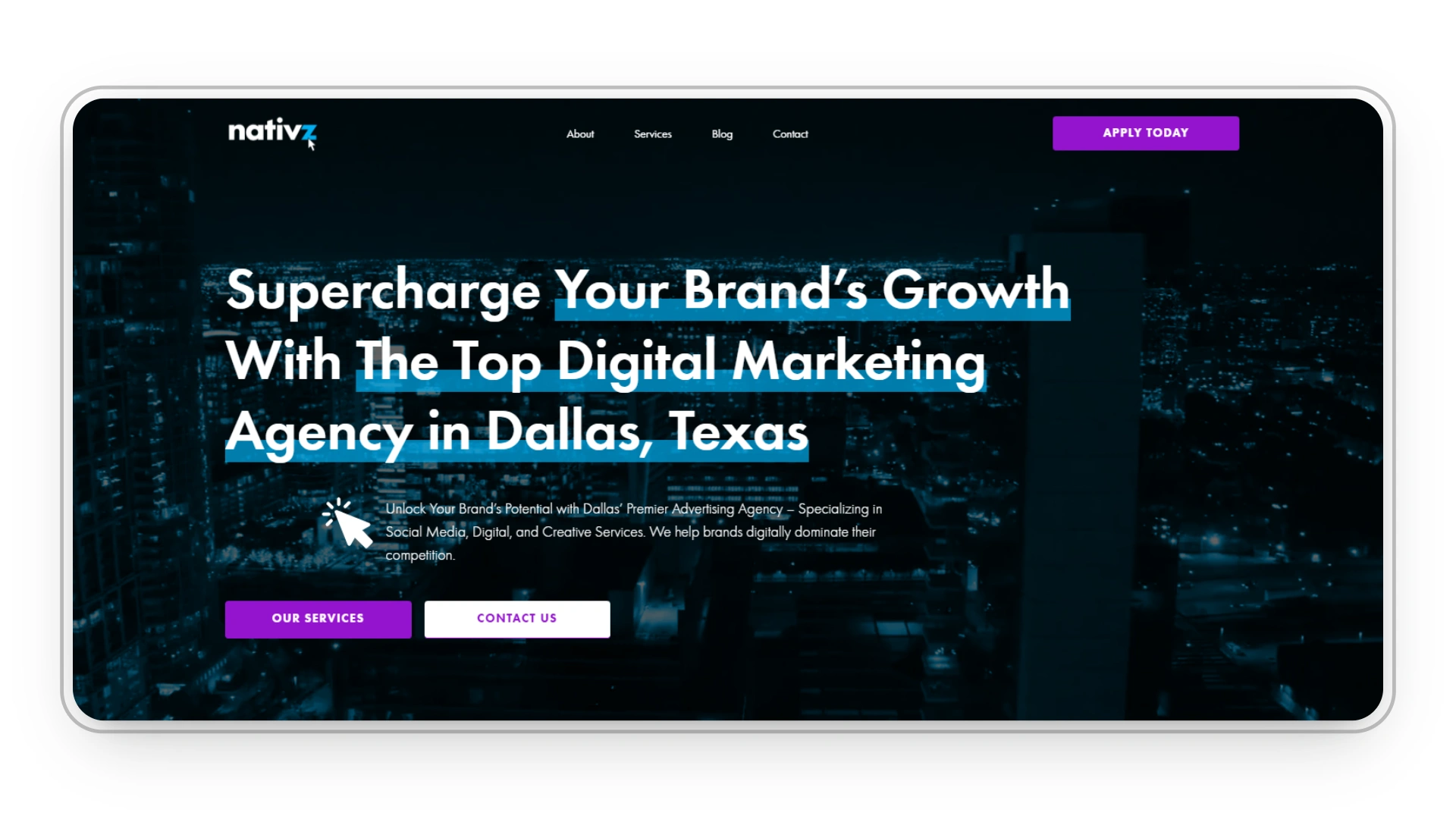 Nativz Dallas marketing agency homepage