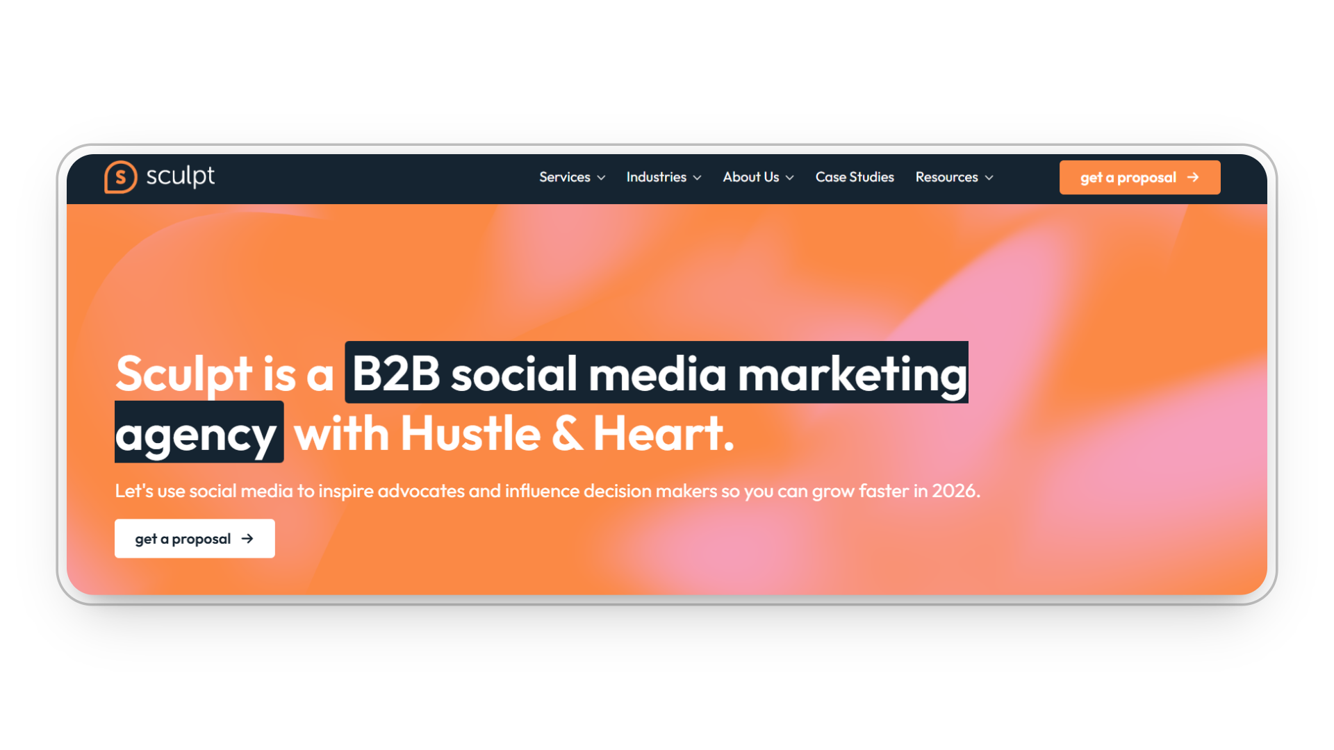 Sculpt instagram marketing homepage