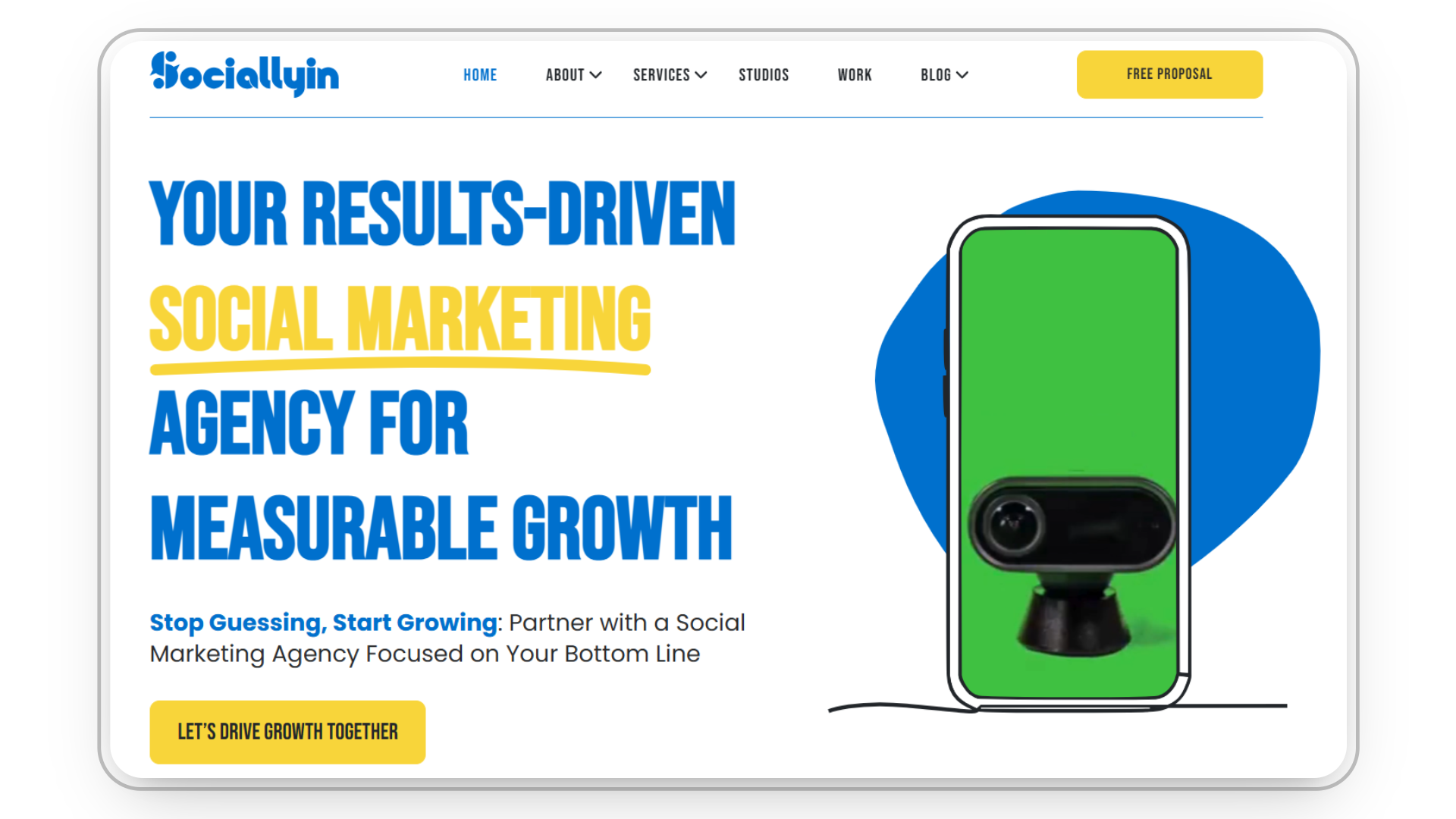 Sociallyin social marketing agency homepage